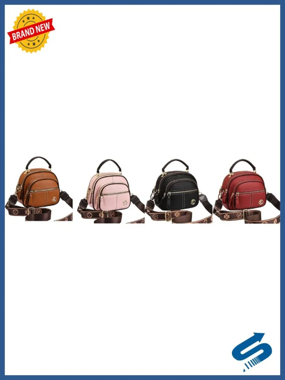 Vintage PU Leather Crossbody Bag with Adjustable Strap and Multiple Pockets